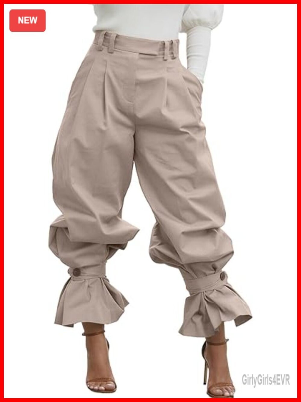 Wide Leg Dress Slacks High Waisted Ruffle Harem Balloon Pants Trousers